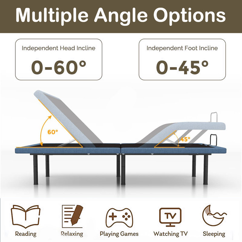 Alwyn Home Auxvasse Zero Gravity Adjustable Bed with Wireless Remote